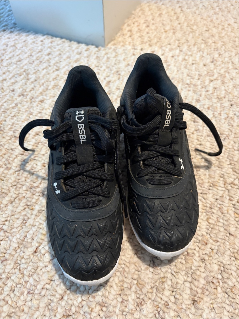 Under Armour Black Kids Lace-Up Athletic Sneakers with White Soles